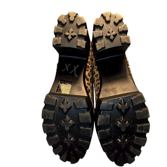 Mackin J Cheetah Print 10 Platform Chelsea Women's Boots 4 Inch Heel Shoes - Picture 7 of 8